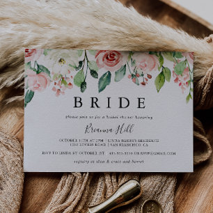 Elegant Dainty Autumn Floral Bride Bridal Shower Invitation
