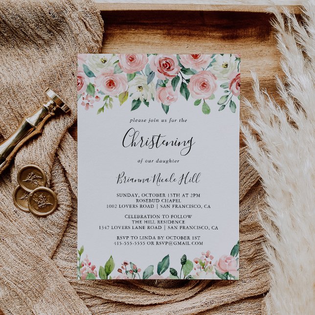 Elegant Dainty Autumn Floral Christening Invitation (Creator Uploaded)