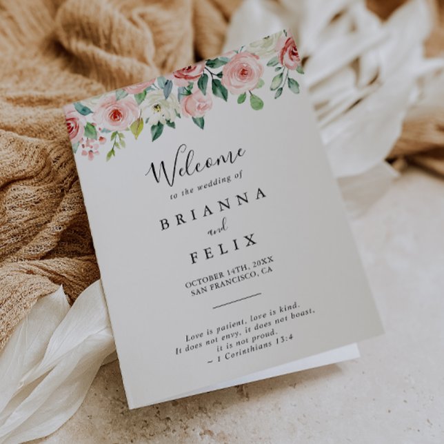 Elegant Dainty Autumn Floral Folded Wedding Programme (Creator Uploaded)