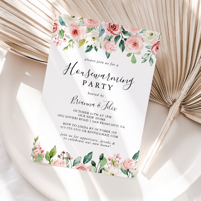Elegant Dainty Autumn Floral Housewarming Party Invitation (Creator Uploaded)