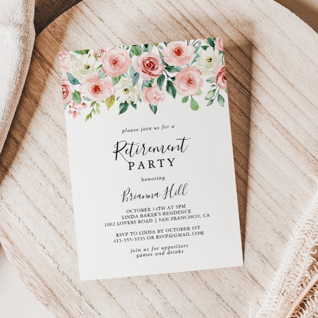 Elegant Dainty Autumn Floral Retirement Party Invitation (Creator Uploaded)