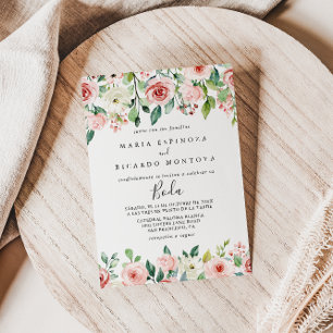 Elegant Dainty Autumn Floral Spanish Wedding Invitation