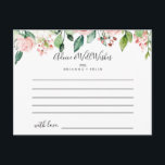 Elegant Dainty Autumn Floral Wedding Advice Card<br><div class="desc">This elegant dainty autumn floral wedding advice card is perfect for a modern wedding. The design features illustrated pink, blush and white roses, peonies with green foliage clustered into bouquets, accentuating the beautiful fall colours. These cards are perfect for a wedding, bridal shower, baby shower, graduation party & more. Personalise...</div>