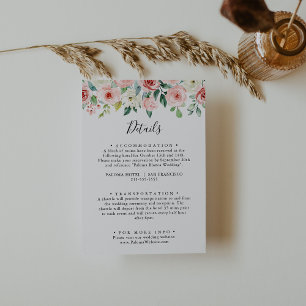 Elegant Dainty Autumn Floral Wedding Details Enclosure Card