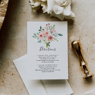 Elegant Dainty Autumn Floral Wedding Directions Enclosure Card