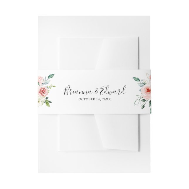 Elegant Dainty Autumn Floral Wedding Invitation Belly Band (Front Example)