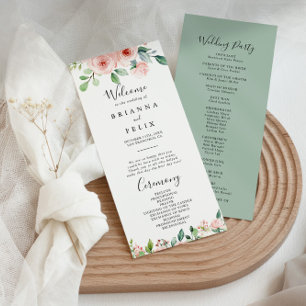 Elegant Dainty Autumn Floral Wedding Program Programme