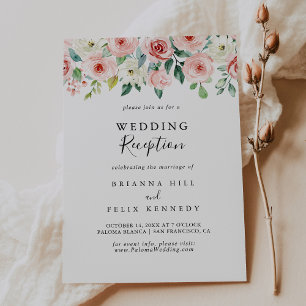 Elegant Dainty Autumn Floral Wedding Reception Invitation