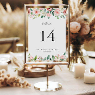 Elegant Dainty Autumn Floral Wedding Table Number