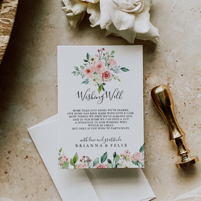 Elegant Dainty Autumn Floral Wedding Wishing Well Enclosure Card (Creator Uploaded)