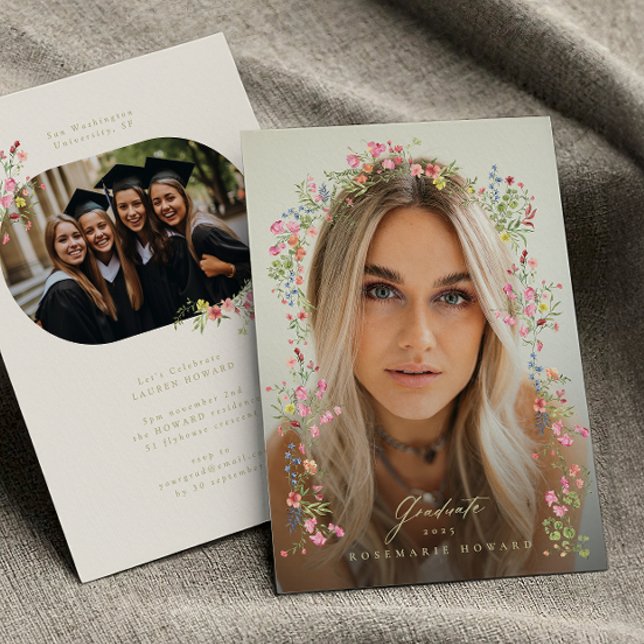 elegant dainty floral arch spring photo graduation announcement (Creator Uploaded)