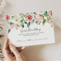 Elegant Dainty Floral Guess How Many Game Card