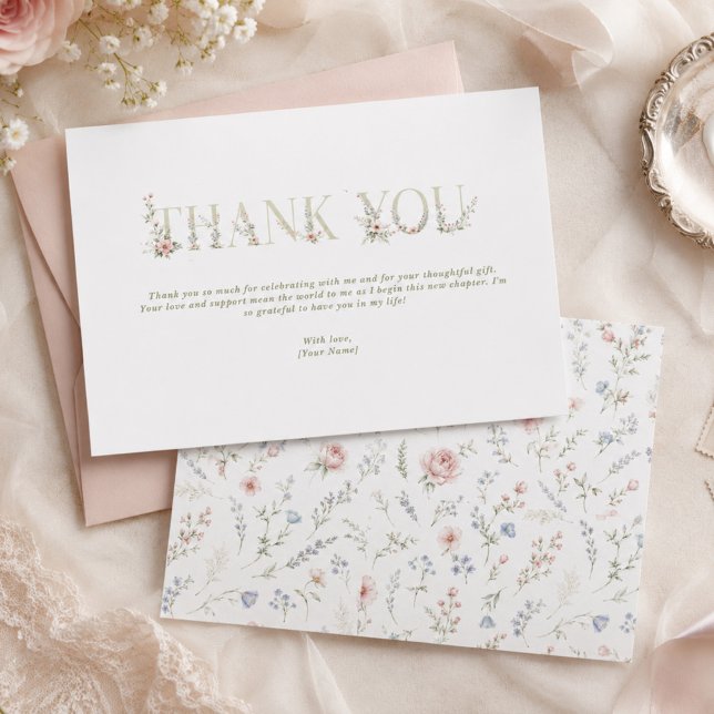 elegant dainty floral spring BRIDE thank you Card (Creator Uploaded)
