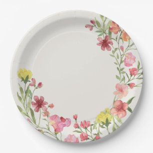 elegant dainty floral spring wedding Bridal Shower Paper Plate