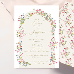 elegant dainty floral summer arch baptism invitation