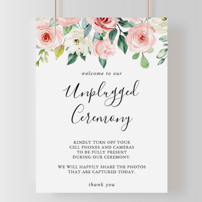 Elegant Dainty Floral Unplugged Ceremony Sign (Creator Uploaded)