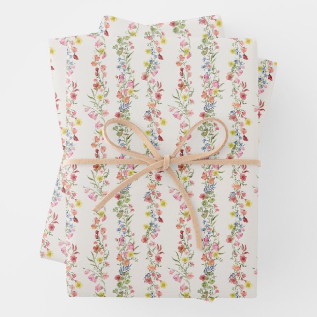 Elegant dainty florals wrapping paper sheet (In situ)