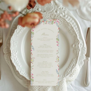 elegant dainty watercolor floral spring wedding menu