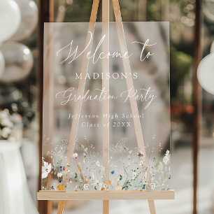 Elegant Dainty Wildflowers Graduation Welcome Sign