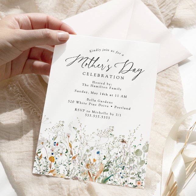 Elegant Dainty Wildflowers Mother's Day Invitation (Creator Uploaded)