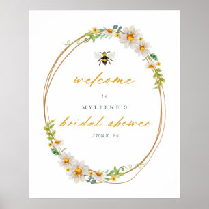 Elegant Daisies & Bee Bridal Shower Welcome Poster