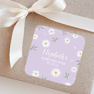 Elegant Daisies Gender Neutral Baby Shower Square Sticker