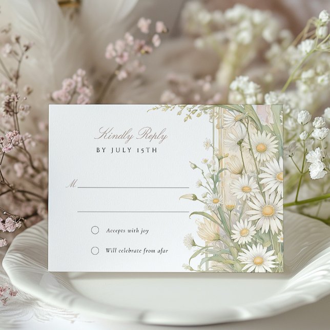Elegant Daisies Wedding RSVP Card (Creator Uploaded)