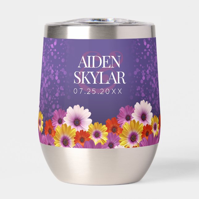 Elegant Daisies with Purple Glitter Wedding (Front)