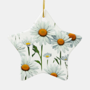 Elegant Daisy Boho Floral Christmas Ceramic Tree Decoration