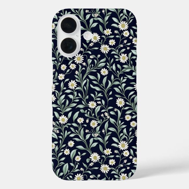 Elegant Daisy Floral Pattern on Dark Background Case-Mate iPhone Case (Back)