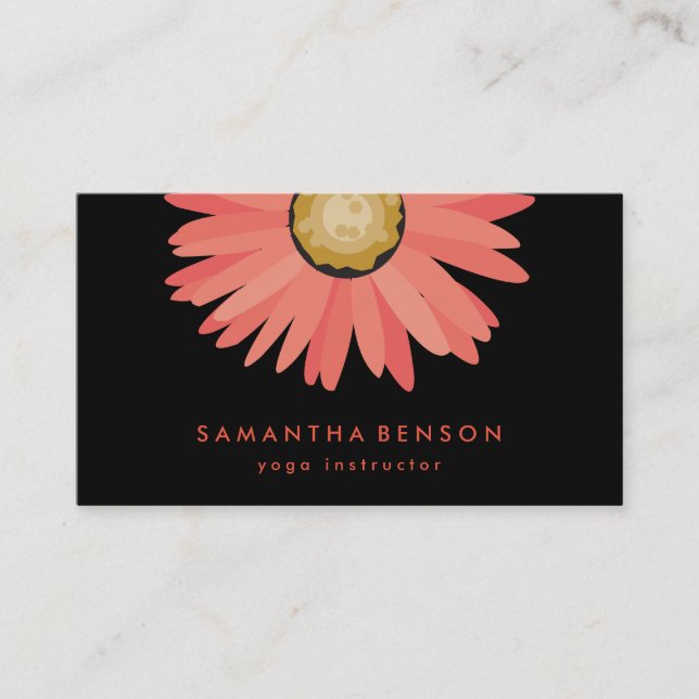 Elegant Daisy Flower Logo Yoga Business Card (Front)