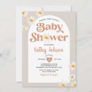 Elegant Daisy Flowers Arch Boho Baby Shower Invitation