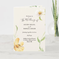 Elegant Daisy Folded Wedding Program