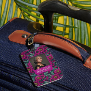 Elegant Daisy Forty Birthday  For Him Purple  Luggage Tag
