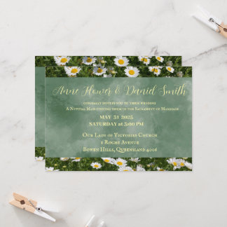 Elegant Daisy Green Catholic Wedding Invitation