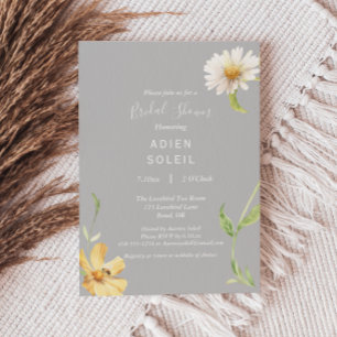 Elegant Daisy Grey Bridal Shower Invitation