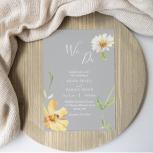 Elegant Daisy   Grey We Do Wedding Invitation