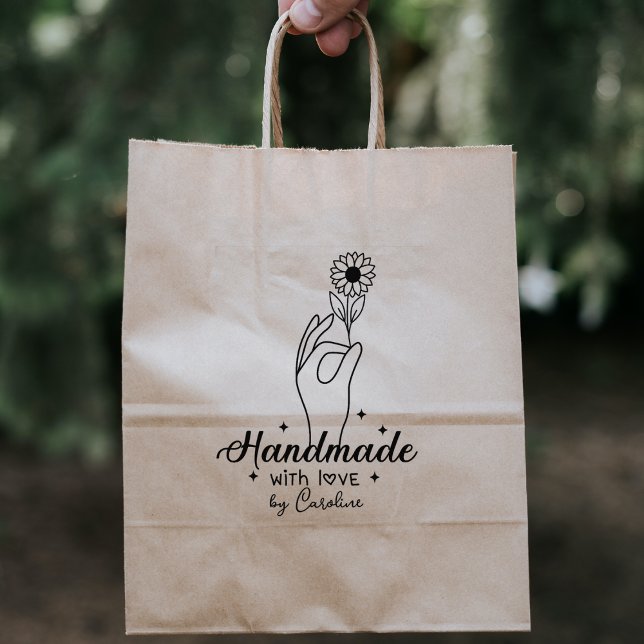 Elegant Daisy Handmade by (custom name), Business Rubber Stamp (Creator Uploaded)