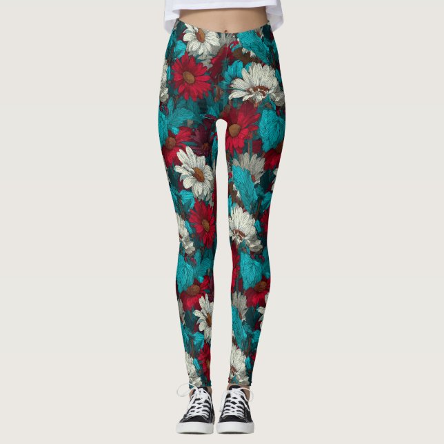Elegant Daisy Inspired Gym  Leggings (Front)