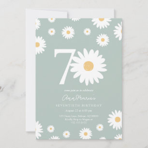 Elegant Daisy Milestone Seventy Birthday Invitation