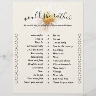 Elegant Daisy Two Sided Bingo Bridal Shower Games