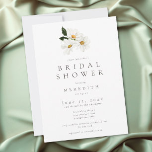 Elegant Daisy Watercolor Minimal Bridal Shower Invitation