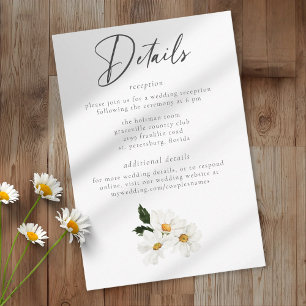 Elegant Daisy Watercolor Minimalist Wedding Enclosure Card