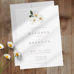Elegant Daisy Watercolor Minimalist Wedding Invitation