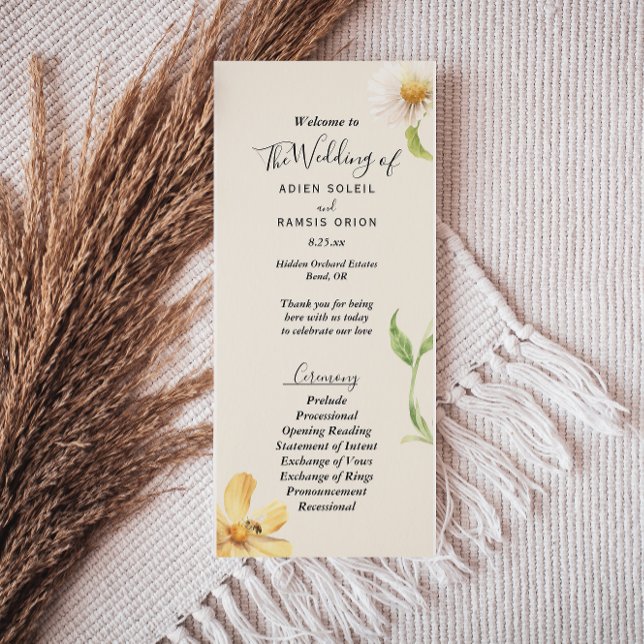 Elegant Daisy Wedding Flat Program Programme (Creator Uploaded)