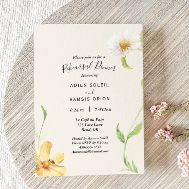 Elegant Daisy Wedding Rehearsal Dinner Invitation (Creator Uploaded)