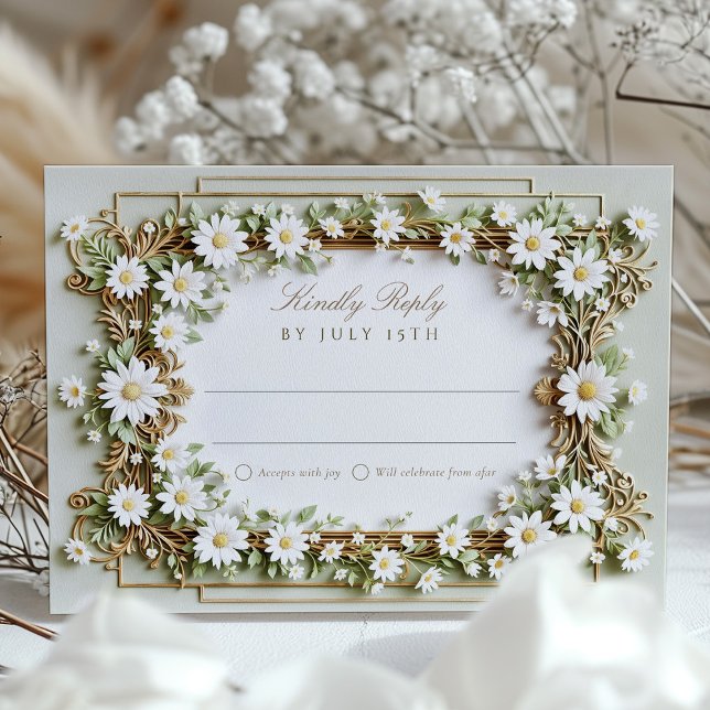 Elegant Daisy Wedding RSVP Card (Creator Uploaded)