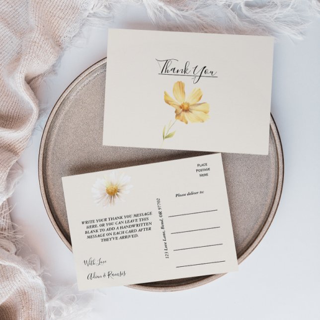Elegant Daisy Wedding Thank You Postcard (Creator Uploaded)