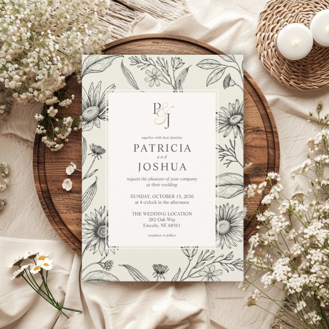 Elegant Daisy Wildflower Wedding Invitation (Creator Uploaded)