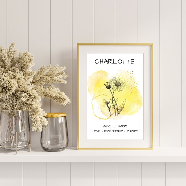 Elegant Daisy Yellow Single Black line Art Floral Poster (Creator Uploaded)
